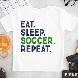 Soccer Kids Shirt - Funny Eat Sleep Soccer Repeat Toddler Shirt- Cute Summer Baseball Tee