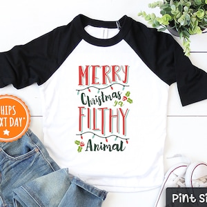Merry Christmas Ya Filthy Animal Toddler Shirt - Funny Christmas Baseball Tee