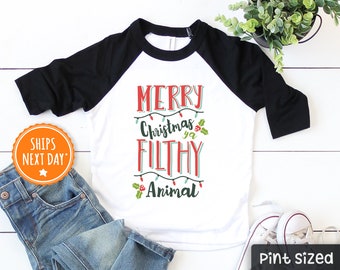 Merry Christmas Ya Filthy Animal Toddler Shirt - Funny Christmas Baseball Tee