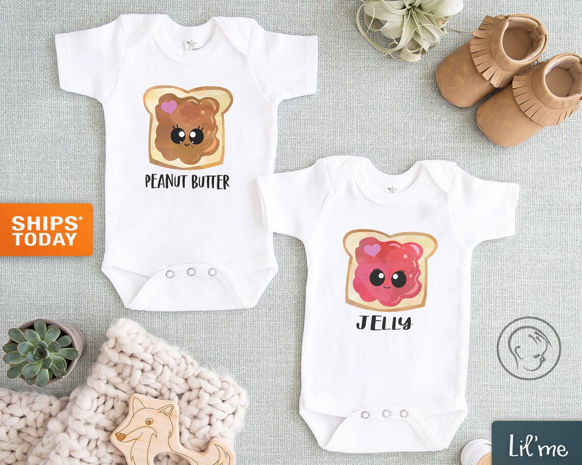 Twin Onesie® Set Peanut Butter and Jelly Twin Onesies® Etsy