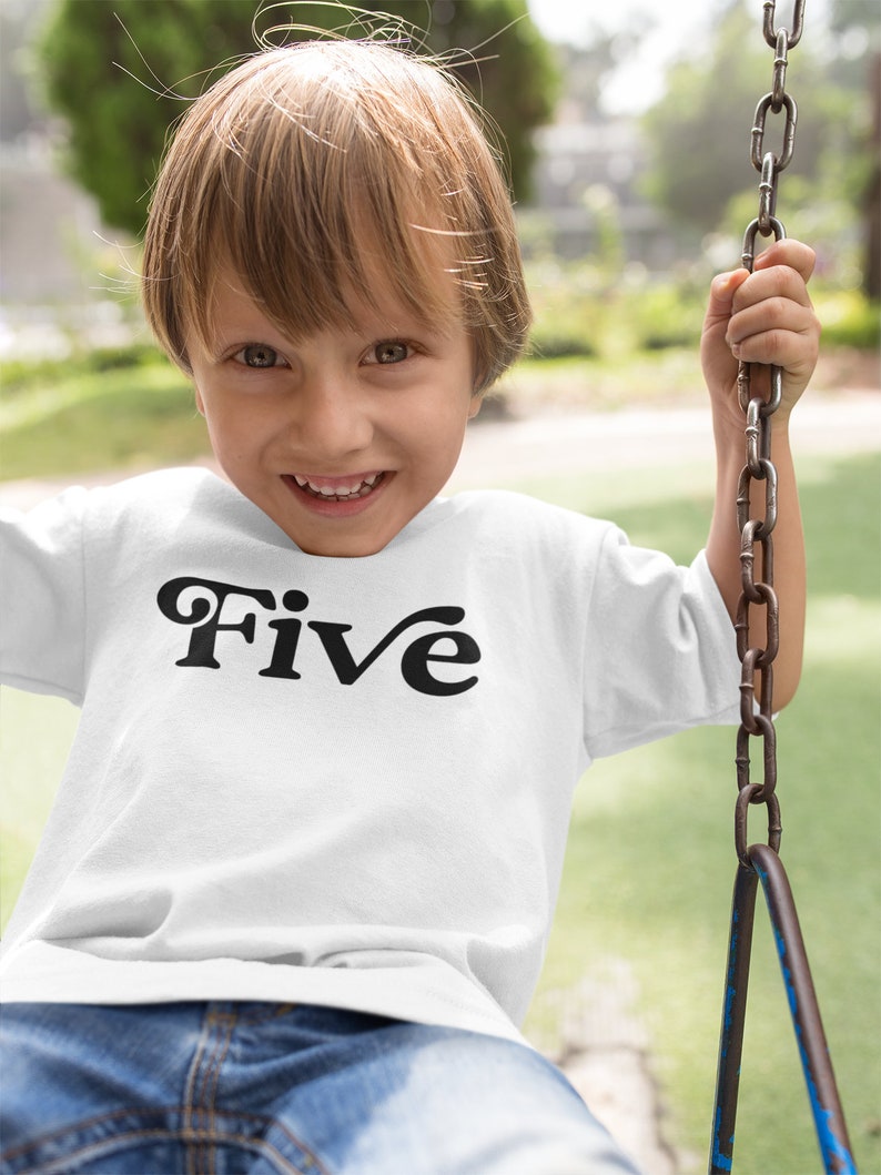 Fifth Birthday Toddler Shirt Retro Five Boy Kids Shirt 5th Birthday Gift image 4