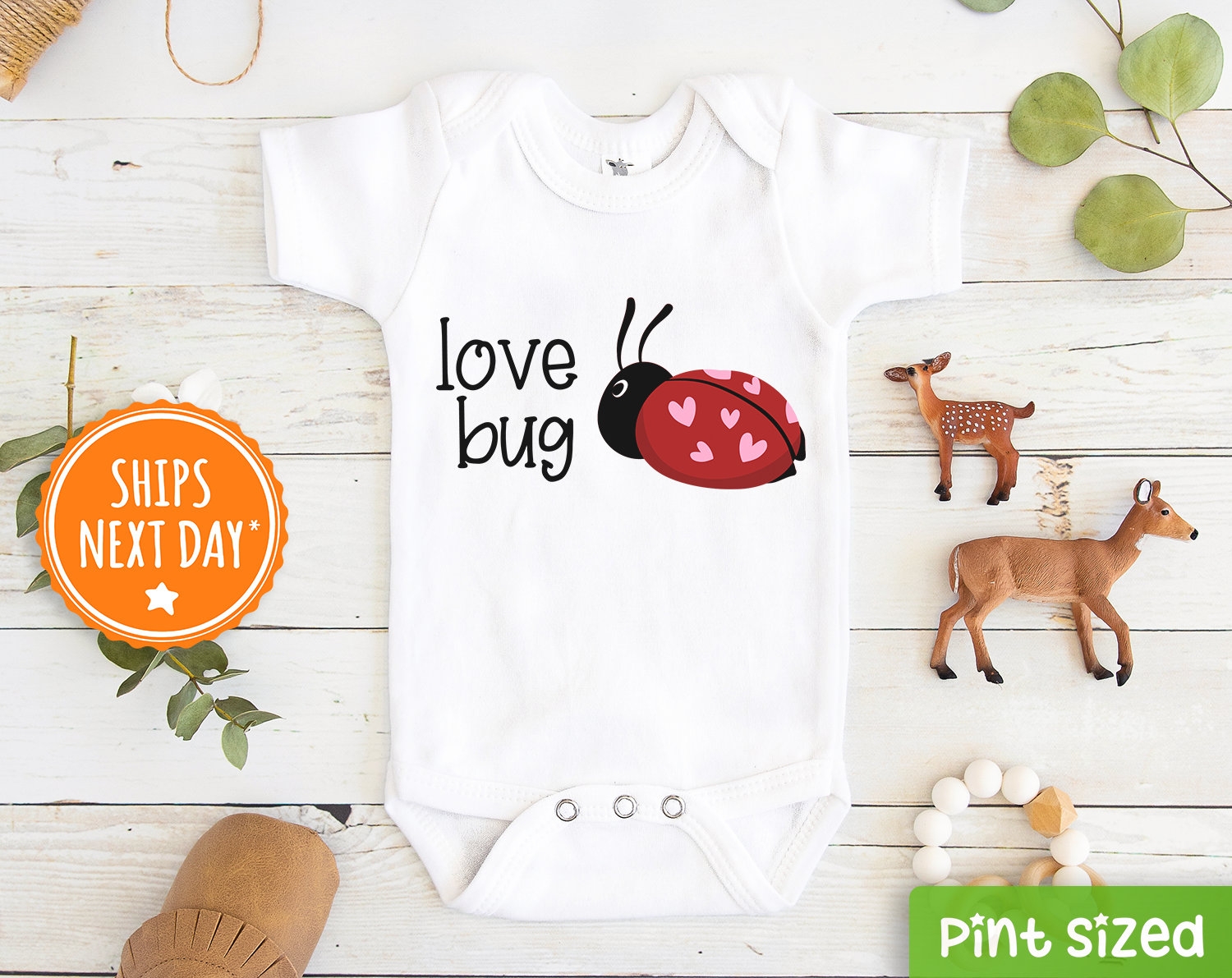 Love Bug, Unisex Organic Baby Gown, Made in USA