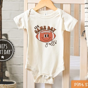 Game-day Football Baby Onesie® -  Cute Fall Bodysuit - Girls Natural Football Onesie®