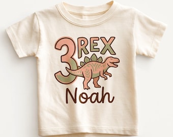 Personalized 3 Rex Kids Shirt - Custom Dinosaur 3rd Birthday Toddler Tee