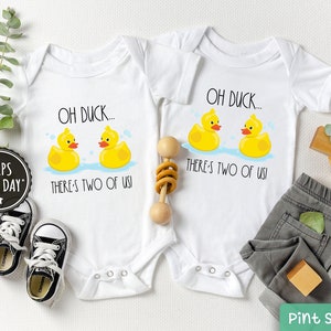 Twin Baby Onesie® Set - Oh Duck- There's Two Of Us Twin Onesies® - Funny Animal Twin Bodysuit - Cute Best Friend Twin Baby Onesies®
