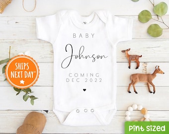 Personalized Last Name Announcement Baby Onesie® - Pregnancy Announcement Baby Onesie®-  Modern Announcement Onesies®- Baby Name Onesie®