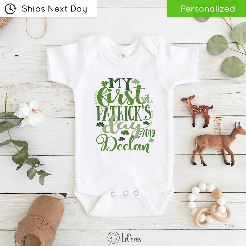 Patrick/'s Day 2019 Personalized St My First St Patrick/'s Day Onesie\u00ae Patrick/'s Day Baby Gift St