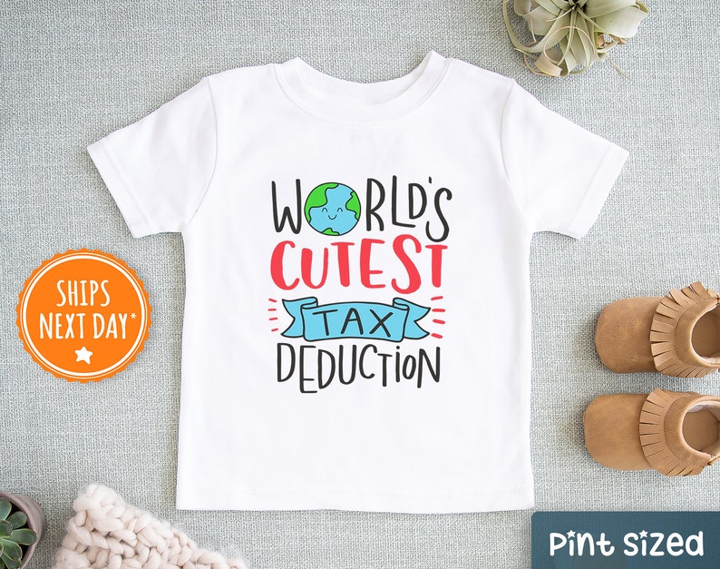World's Cutest Tax Deduction Onesie® Pregnancy Announcement Onesie® Funny Baby Onesie® Pregnancy Reveal Onesie® Baby Shower Gift image 2