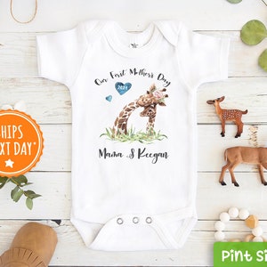 Our First Mother's Day Baby Onesie® - Personalized Mothers Day Bodysuit - Mothers day Gift - New Baby Boy Onesie® - Mothers Day 2024