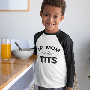 Funny Breastfeeding Toddler Shirt Mom Is The Tits Kids Tee Cute Breastfed Hipster Kids Shirt image 8