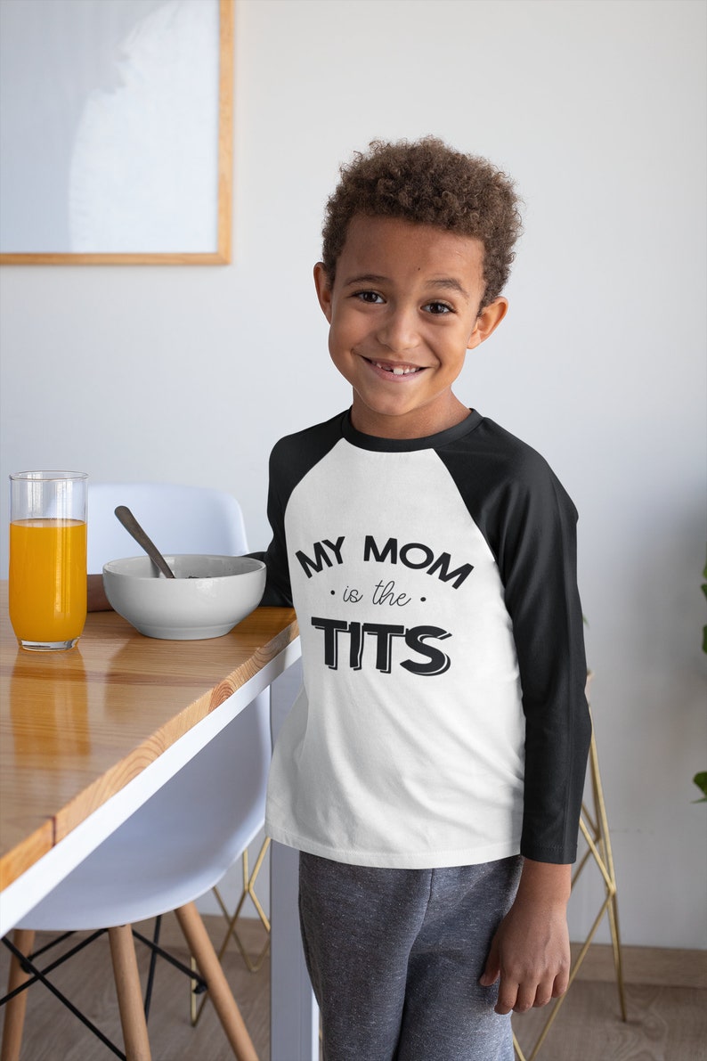 Funny Breastfeeding Toddler Shirt Mom Is The Tits Kids Tee Cute Breastfed Hipster Kids Shirt image 8