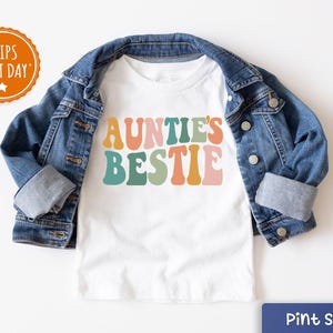 Auntie&#39;s Bestie Shirt - Cute Auntie Toddler Shirt - Funny Aunt Kids Shirt - Niece/Nephew Shirt - Hipster Aunt Kids Shirt