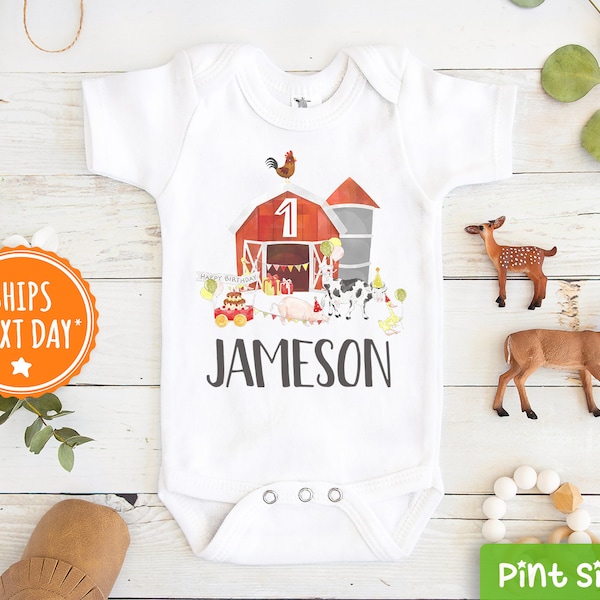 First Birthday Farm Onesie®- Personalized One Barn Animals Birthday Boy Onesie®- 1st Farm Birthday Boy Onesie®