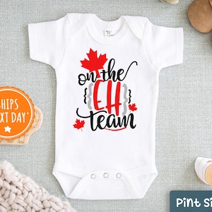 Canadian Baby Onesie® - &quot;On the Eh Team&quot; baby Onesie® - Funny baby Onesie® - Hipster Baby Onesie® - Cute Baby Onesie®