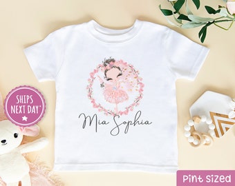 Personalized Girls Ballerina Shirt - Cute Floral Baby Girl Shirt- Custom Girl Name Shirt- Ballet Dancer Girls Shirt