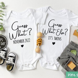 Twin Onesie® Set - Funny Twin Baby Onesies® - Funny Announcement Twin Bodysuit - Cute Personalized Twin Baby Onesies®