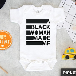 A Black Woman Made Me Kids Shirt - Cute Empowerment Baseball Tee - Melanin Pride Toddler Shirt - Black History Month