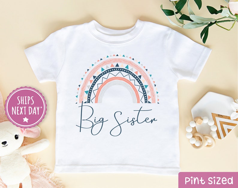 Big Sister Rainbow Shirt - Big Sister Toddler Girl Tee - Big Sister Toddler Shirt Modern Rainbow 