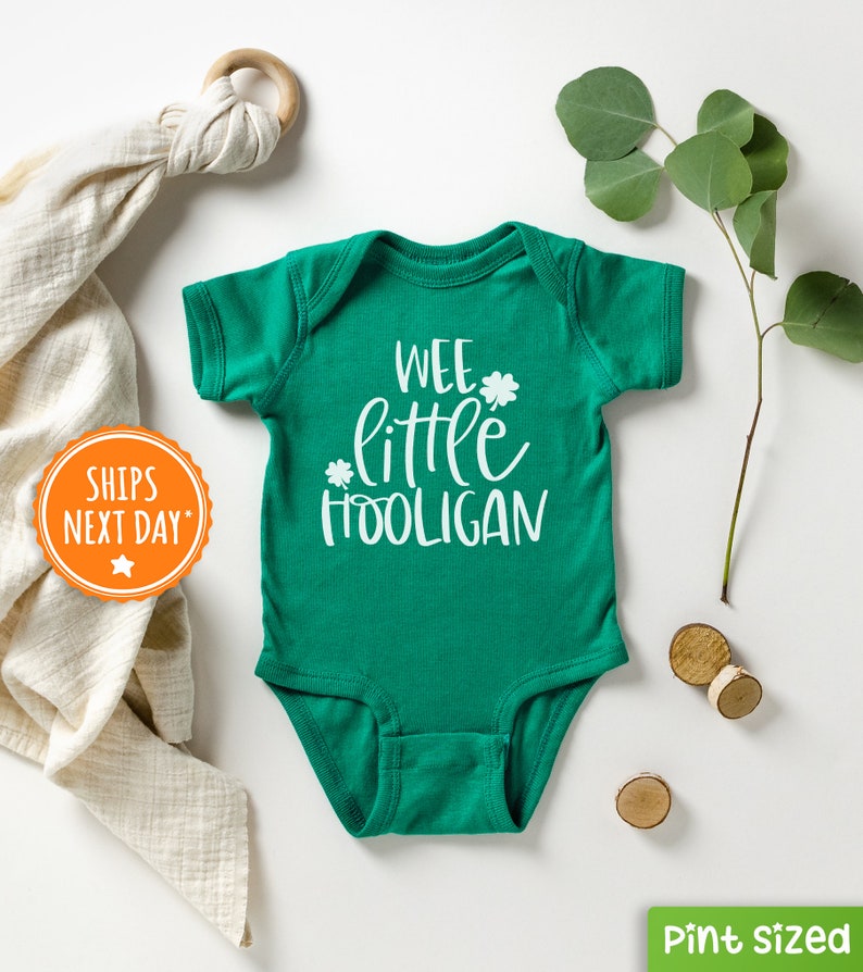 Wee Little Hooligan Baby Onesie® St. Patrick's Day Baby Onesie® Funny Irish Baby Onesie® image 1