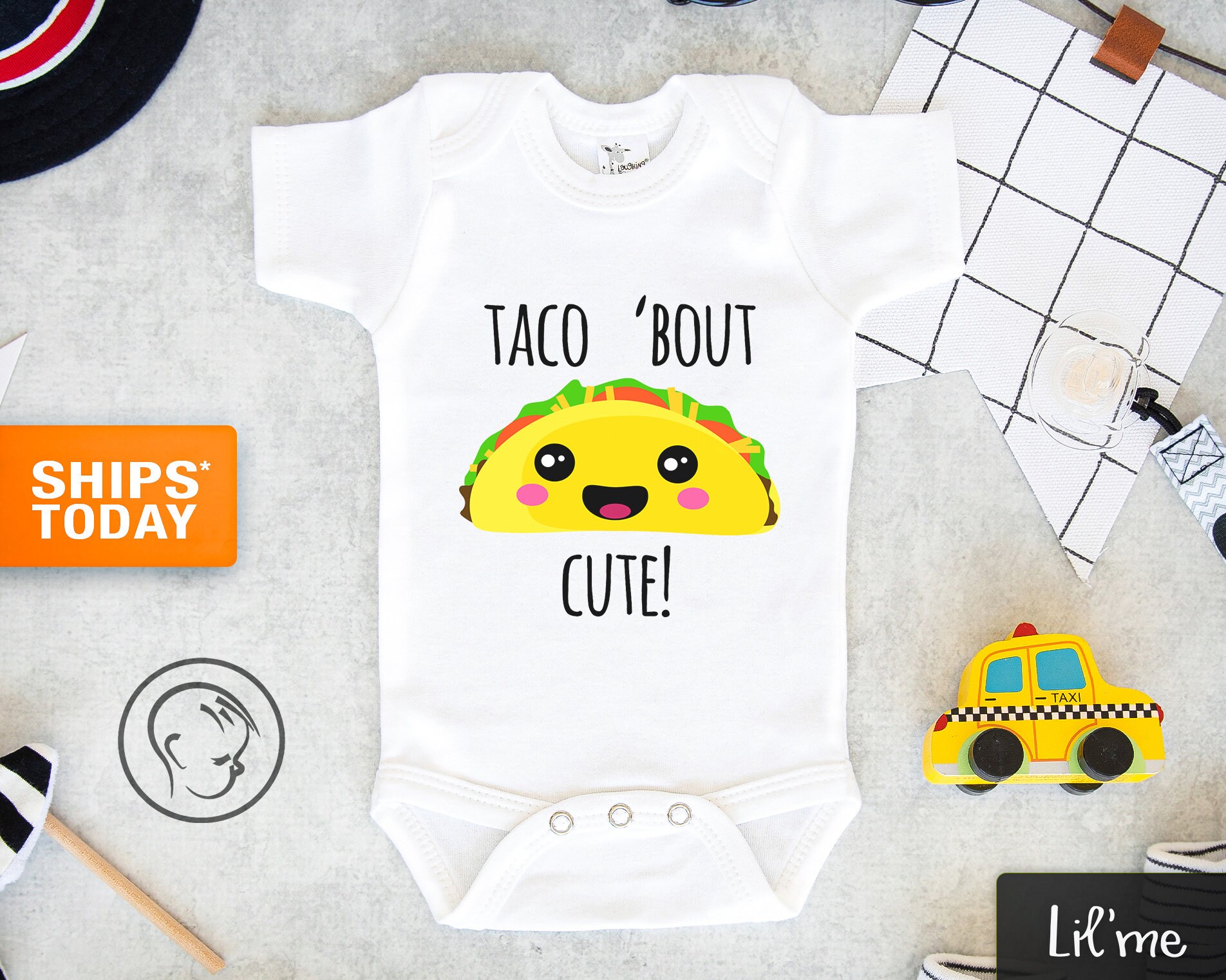 Taco 'Bout Cute Baby Onesie® - Cute Taco Onesie® - Mexican Baby O…