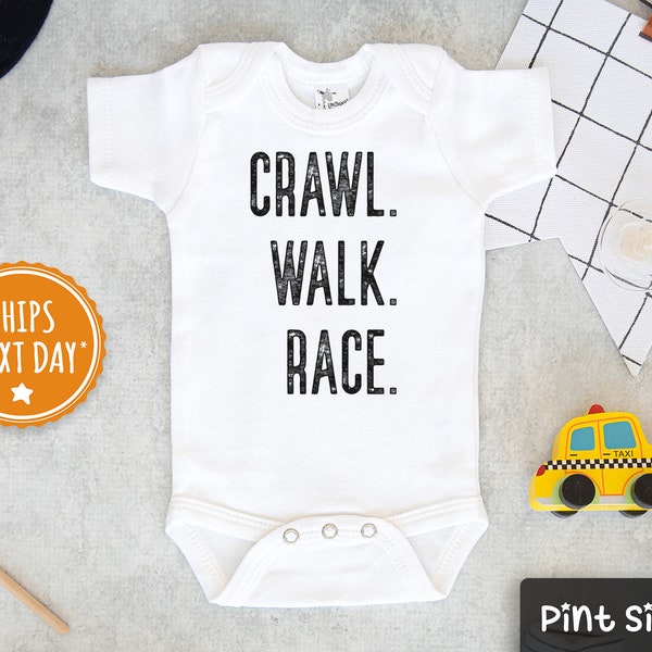 Racing Baby Onesie® -  Crawl- Walk- Race Baby Onesie® - Cute Little Racing Buddy Bodysuit - Sports Onesie®