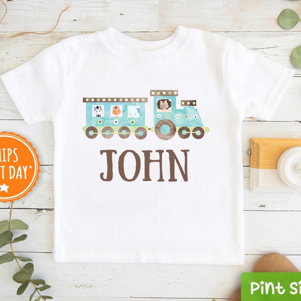 Personalized Train Toddler Boy Shirt - Custom Name Boys Baseball Tee