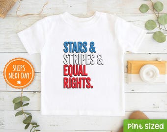 Equal Rights Toddler Shirt - Stars And Stripes And Equal Rights Natural Tee - Retro Empowerment Kids Shirt - Activism Gift