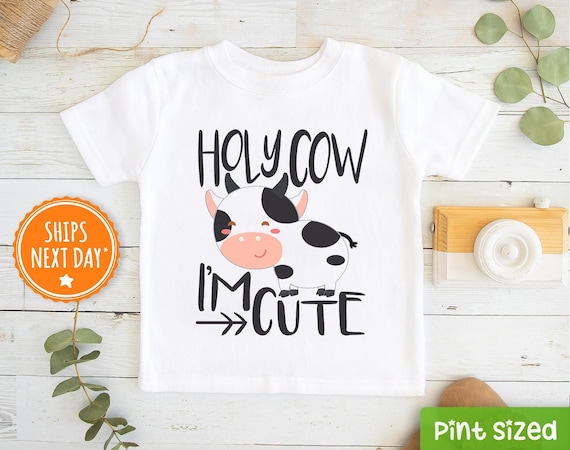 Cow Toddler Shirt - Holy Cow Shirt - Farm Kids Shirt - Cute Cow Shirt- Funny Animal Pun Tee