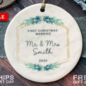 Personalized Mr & Mrs Christmas Ornament - First Christmas Married Ornament - First Christmas as Mr and Mrs