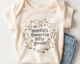 Auntie's Favorite Silly Goose Baby Onesie - Cute Aunt Baby Shower Gift Bodysuit