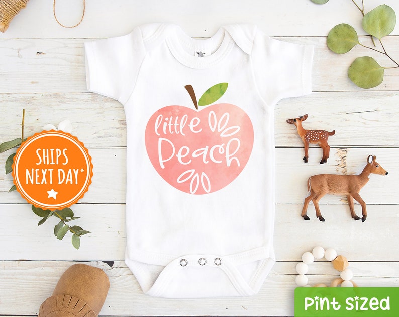 Peach Baby Onesie® Cute Little Peach Onesie® Hipster Baby Onesie® Cute Southern girl Onesie® Fruit Baby Onesie® Vegan Baby Onesie® image 1