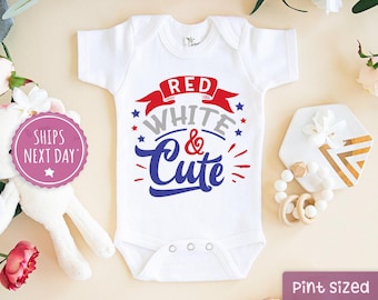 Fourth of July Onesie® - Red- White and Cute Onesie® - Girls 4th of July Onesie