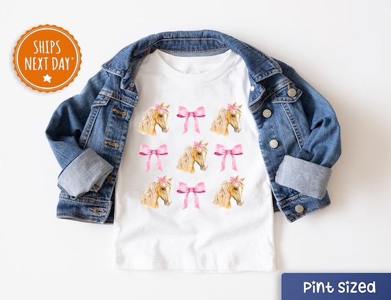 Coquette & Horse Cowgirl Shirt - Cute Pink Bows and Horses Raglan - Cute Farm Girl Shirt - Country Toddler Girl Shirt