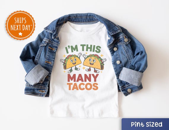 Second Birthday Shirt I'm This Many Taco's Old Birthday Toddler Shirt 2nd Birthday Funny Taco Tee Kids  Birthday Shirt Second Birthday Gift