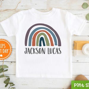 Personalized Name Neutral Rainbow Raglan - Custom Name Shirt Neutral- Modern Rainbow Shirt  - Earth Colored Name Toddler Shirt