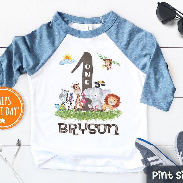 Personalized First Birthday Animals Boy Shirt - One Year Birthday Shirt with Animals - Custom- Personalized Birthday Baby Boy Gift