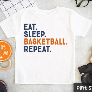 Basketball Kids Shirt - Funny Eat Sleep Basketball Repeat Toddler Shirt- Cute Summer Baseball Tee