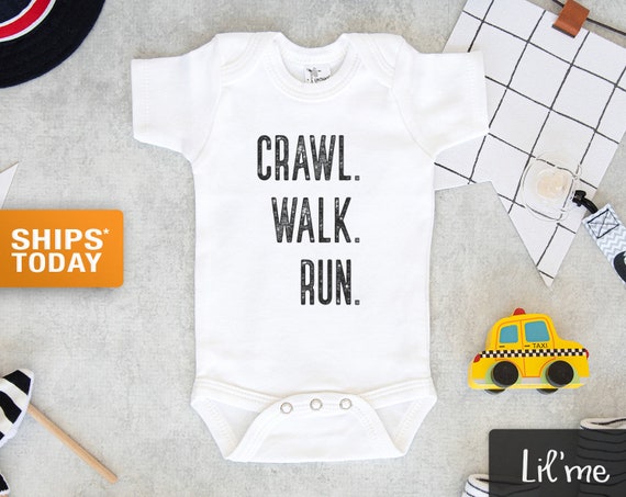 Runner Baby Onesie® Crawl Walk Run Baby Onesie® Cute | Etsy