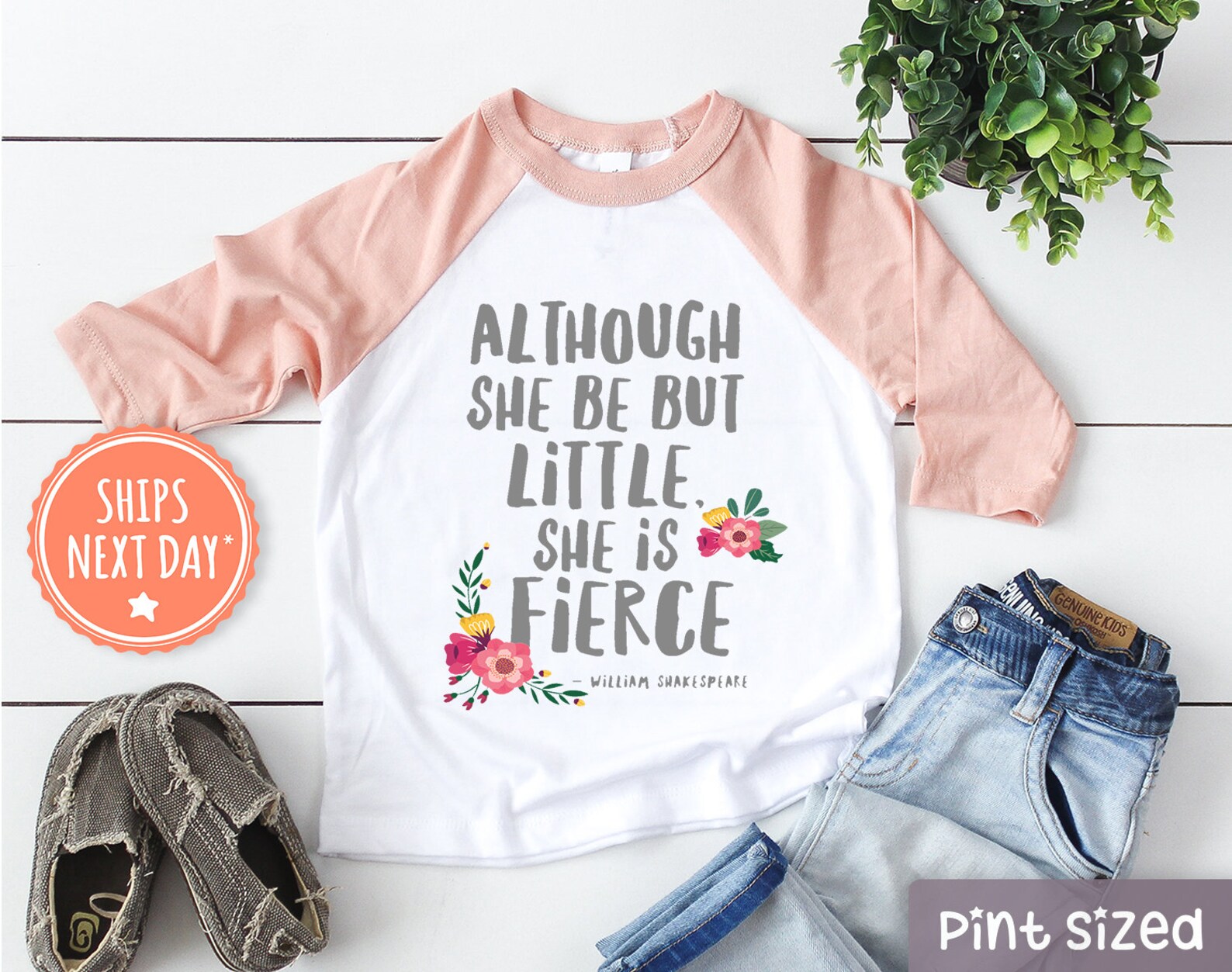 Girl Power Toddler Shirt Cute Although She Be but Little She - Etsy