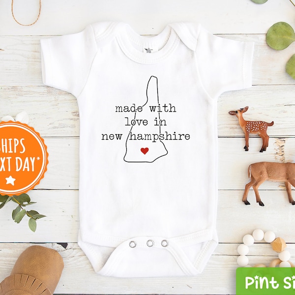 Made With Love In New Hampshire Baby Onesie® - Cute State Love Baby Onesie®