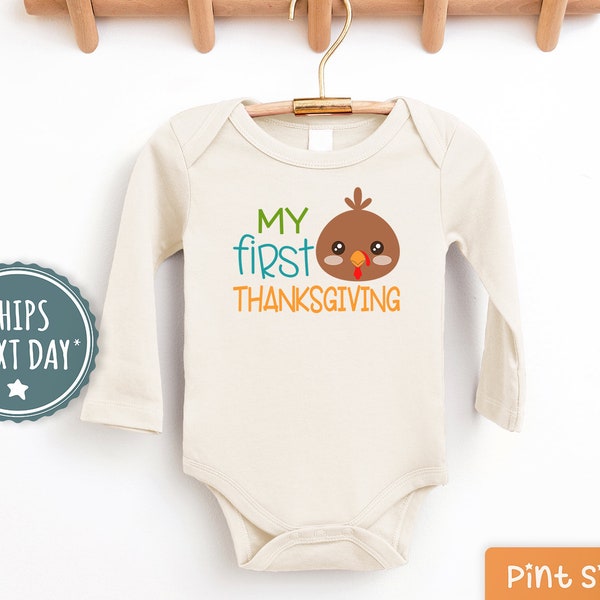 First Thanksgiving Baby Onesie® - Turkey Baby Onesie®- Cute Fall Onesie®- Pumpkin Baby Onesie®