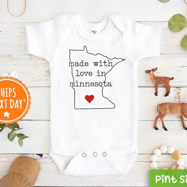 Made With Love In Minnesota Baby Onesie® - Cute State Love Baby Onesie®