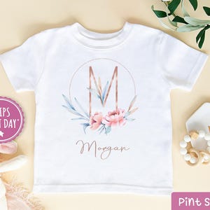 Personalized Name Floral Shirt - Custom Girls Shirt- Rose Gold Flower Girl Tee - Girls Name Shirt - Unique Girl clothes