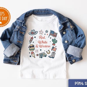 Fourth of July Shirt Toddler Retro Patriotic Red White and Western Kids Shirt Kids Tee