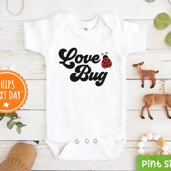 Love Bug Baby Onesie® - Cute Valentines Day Baby Onesie® - Retro Ladybug Bodysuit