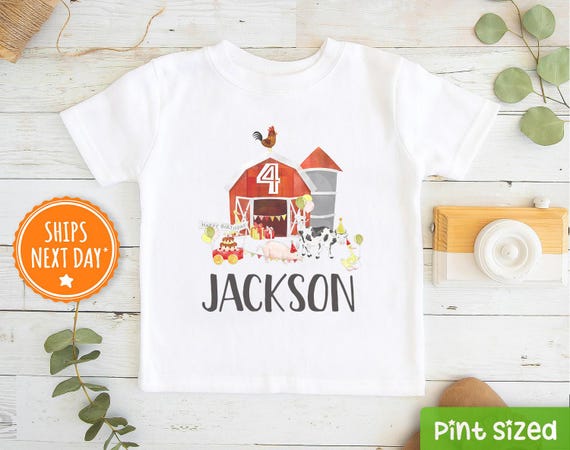 Fourth Birthday Farm Shirt- Personalized Four Barn Animals Birthday Boy- 4th Farm Birthday Boy shirt