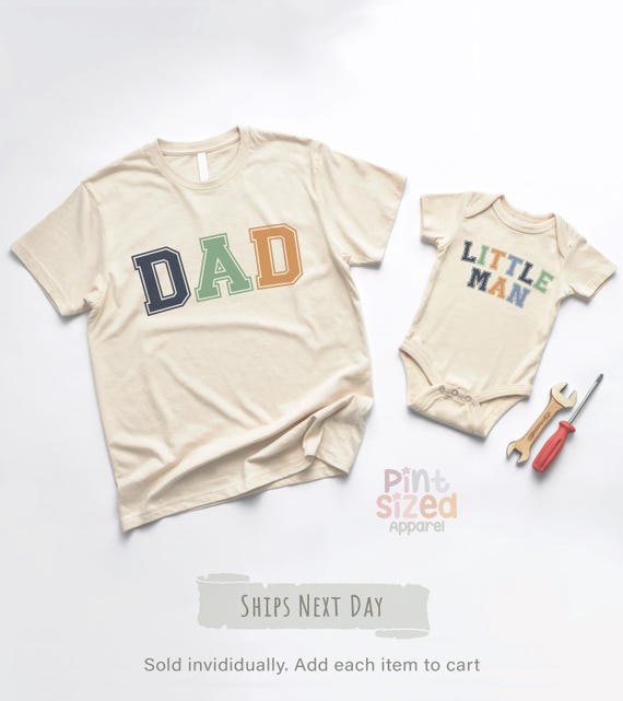 Daddy and Me Matching T-shirts - Daddy's Little Man - Retro Daddy & Me Tees - Dada and Baby Matching Shirts - New Dad Shirt - Father's Day
