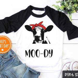 Farm Toddler Shirt - Funny Cow Shirt - &quot;Mood-Dy&quot; Kids Tee -  Country Kid Clothes - Cute Cow Shirt