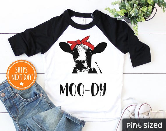Farm Toddler Shirt - Funny Cow Shirt - "Mood-Dy" Kids Tee -  Country Kid Clothes - Cute Cow Shirt