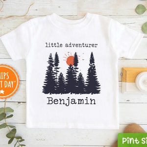 Little Adventurer Kids Shirt - Custom Name Toddler Tee - Personalized Nature Baseball Tee